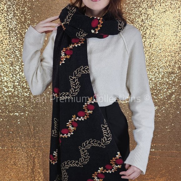 Kashmiri Aari Embroidered Pure Wool Shawl/Wrap/Scarf/Throw Soft & Warm Pakistani - Picture 5 of 10